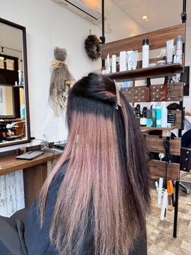 ゴデーレ(GODERE) 大人可愛いピンクブラウンインナーカラー小顔カラー♪20代30代