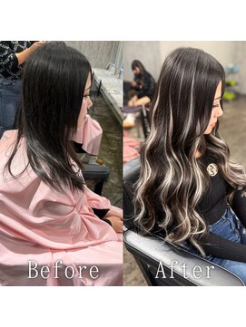 あるじゃんすー 横浜店 ホワイトハイライト×ダークショコラ#シールエクステ#韓国#横浜