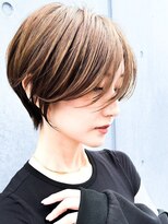 ミモザワークス ヘアアレンジ 大人ショートボブ丸みショートカットマッシュショート 前髪あり