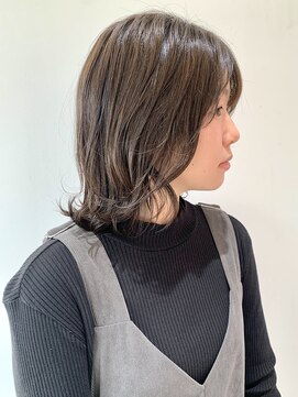 フォーク FOLK 【FOLK】透明感グレージュ☆似合わせ外ハネミディアムボブ♪