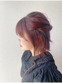 20代大人可愛い透明感ココアピンクボブアレンジ