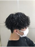 メンズパーマツイスパ波巻きスパイラルマッシュセンターパート