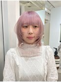 シルバーピンク×ホワイトピンク×レイヤーボブ