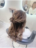 サイドお団子ハーフアップ/北新地ヘアセット