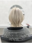 ダブルブリーチ／ホワイトカラー／ウルフ／レイヤーボブ　M