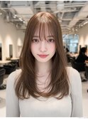 ハッシュカットバーガンディミディアムレイヤー韓国ヘア