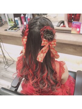 ヘアセット アリエス 新宿駅前店(aries) お花ハーフツイン