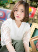 大人可愛い小顔グレーベージュ前下がりボブh3川口20代30代40代