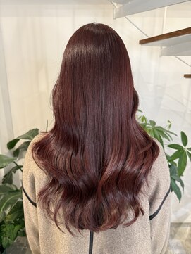 ピークスヘア(peaks hair) ボルドーワインレッドチェリーレッドブリーチなしWカラー美髪