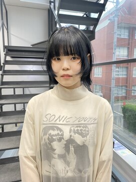 ヘアー アイス 御器所本店(HAIR ICI) 大人かわいいボブレイヤーカット夏カラーネイビーブルー