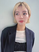 フィーリーカラー 大阪梅田店(feery color)&nbsp;オリーブミルクティーカラーベージュボブブリーチレイヤー西梅田