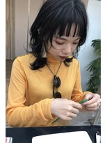 ナンバー アンフィール 渋谷(N° anfeel)&nbsp;ミディアムウルフ×パッツン前髪