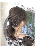 可愛い　ポニーテールヘアアレンジ