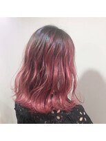 小顔オリーブカラーボブルフハイライトカラークールショート