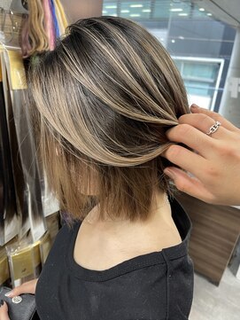 ラフ(LAFF) #バレイヤージュ#グレージュカラー#ボブウルフ#ココアベージュ