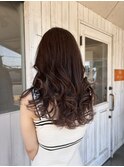 韓国ロング/ウェーブロング/赤みブラウン/顔周りレイヤー/抜け感