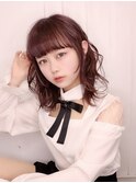 【パープルアッシュ】韓国風デジタルパーマミニウルフ