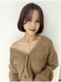小顔カットブリーチなしダブルカラー丸みショートボブ