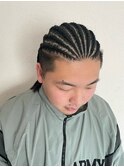 MEN'S半頭コーンロウストレート8本/ツーブロック/ダークアッシュ