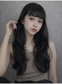 韓国 オン眉 ウェーブ ロング レイヤーカット TOMOKI