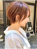 40代50代/ショートボブ/暖色カラー/白髪染め/コンパクト/豊中
