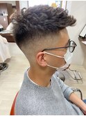 【HOMME HAIR 稲田】 サイドパート コテパーマ スタイル