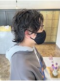 王道メンズショートウルフ☆無造作ツイストパーマセンターパート