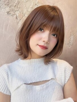 ロンド クラン 岡崎(Lond Clan) 韓国顔周り前髪ボブ×ブリーチしないチョコレートカラー[岡崎]