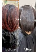 赤み消しカラーサラツヤ髪*髪質改善結べるボブ