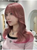 やわらかピンクカラーにエンドカラーでビビットピンク♪