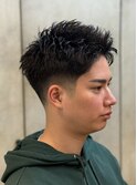 ローフェードスパイキーショート！無造作ピンパーマ　上野床屋