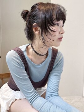 キアラ(Kchiara) オリーブカラーラベンダーカラーレイヤー福岡天神美容室