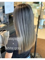 アース 山形店(HAIR&MAKE EARTH)&nbsp;バレイヤージュ×ホワイトグレー