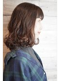 無造作カールミディボブ