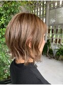 ナチュラルハイトーンボブパーマ ニュアンスパーマ