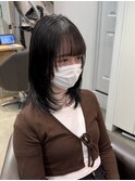 暗髪 黒髪 韓国ヘア 似合わせ顔まわりレイヤーカットミディアム