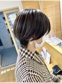 ハイライト　ショートヘア　デザインカラー　グレージュカラー