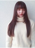 切りっぱなしボブエアリーロング美髪ピンクブラウン