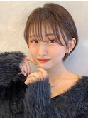 大人ガーリーな丸みショート シースルーバング 小顔カット 4S317
