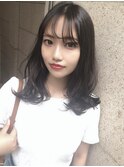 毛先カール　黒髪　ミディアム