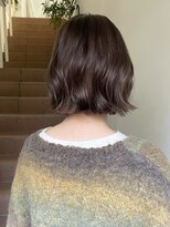 サンク 原宿 表参道(cinq) 切りっぱなしボブ外ハネ外国人風ボブブラウンカラー前髪なし