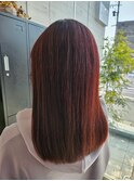 大人シアーベージュミニウルフボブミディアムレイヤー