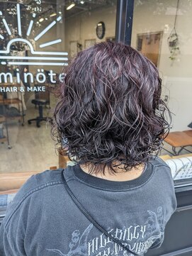 カミノート(kaminote) さくらんぼカラー×クシュッとボブパーマ