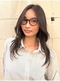 ハッシュカットレイヤー透明感カラーショコラブラウンオリーブ