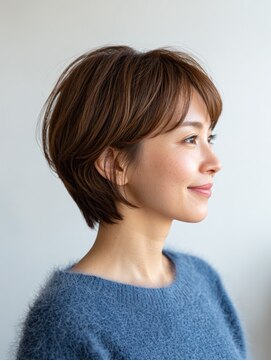 ラファンジュ ヘアー クレオ(Rohange hair Creo) 大人女子 ニュアンスショート 丸みショート 前髪あり