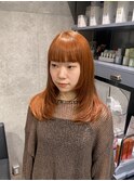 切りっぱなしボブ/顔まわりレイヤー/ミルクティーベージュ