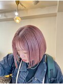 ケアブリーチ×ピンクラベンダー×ボブカール