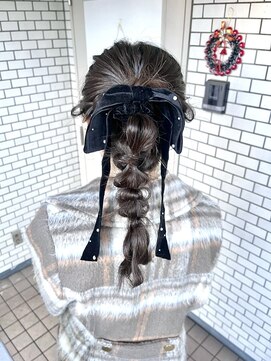 フェリーチェ(Felice) 編みおろしポニー ポニーテール  参列ヘア イベントヘア リボン