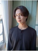 センターパート×ストレート