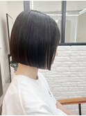 小顔タッセルボブ×暗めカラー[酸性ストレート/縮毛矯正/韓国]